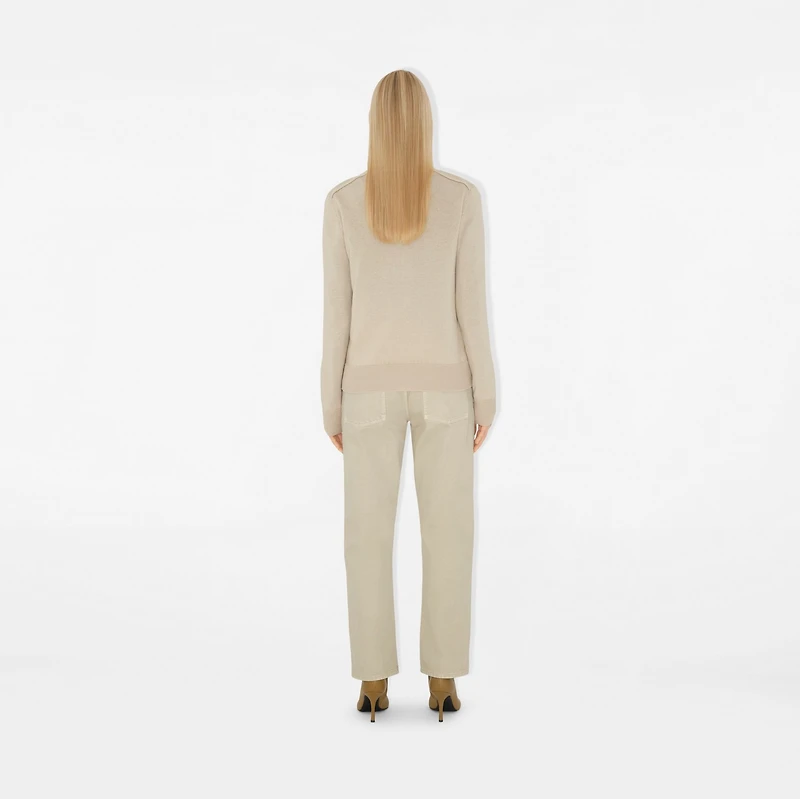 Check Label Wool Cardigan in Nutmeg - Women | Burberry® Official