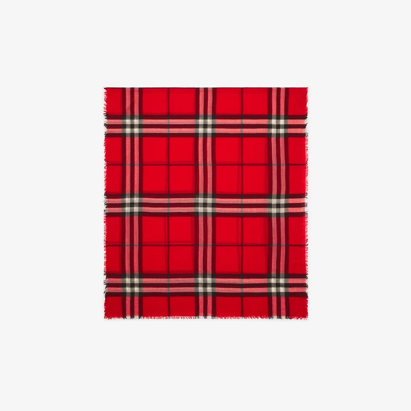 Check Wool Scarf in Scarlet | Burberry® Official