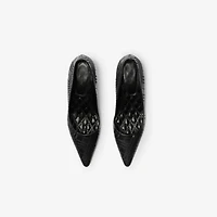 Check Leather Dame Low Pumps in Black - Women | Burberry® Official