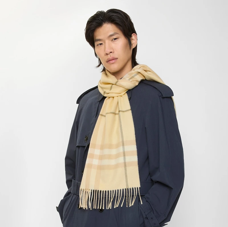 Check Cashmere Scarf in Buff | Burberry® Official