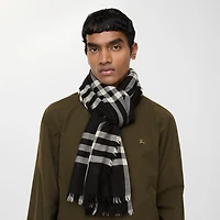 Wide Check Wool Scarf in Black/calico | Burberry® Official