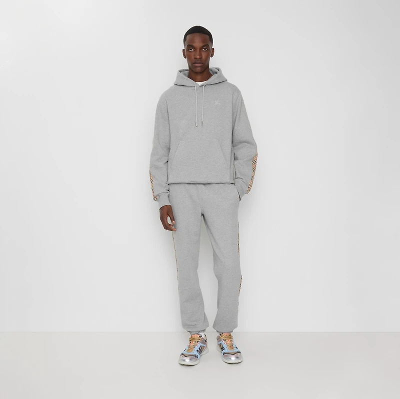 Check Trim Cotton Jogging Pants in Pale grey melange - Men | Burberry® Official
