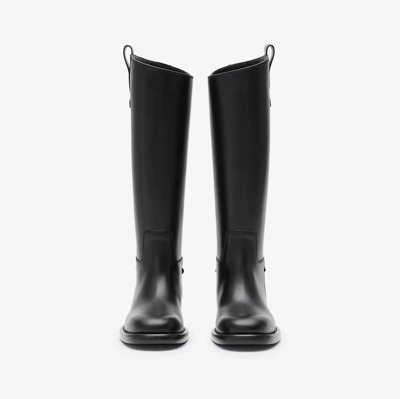 Leather Cavalier Boots in Black - Women | Burberry® Official