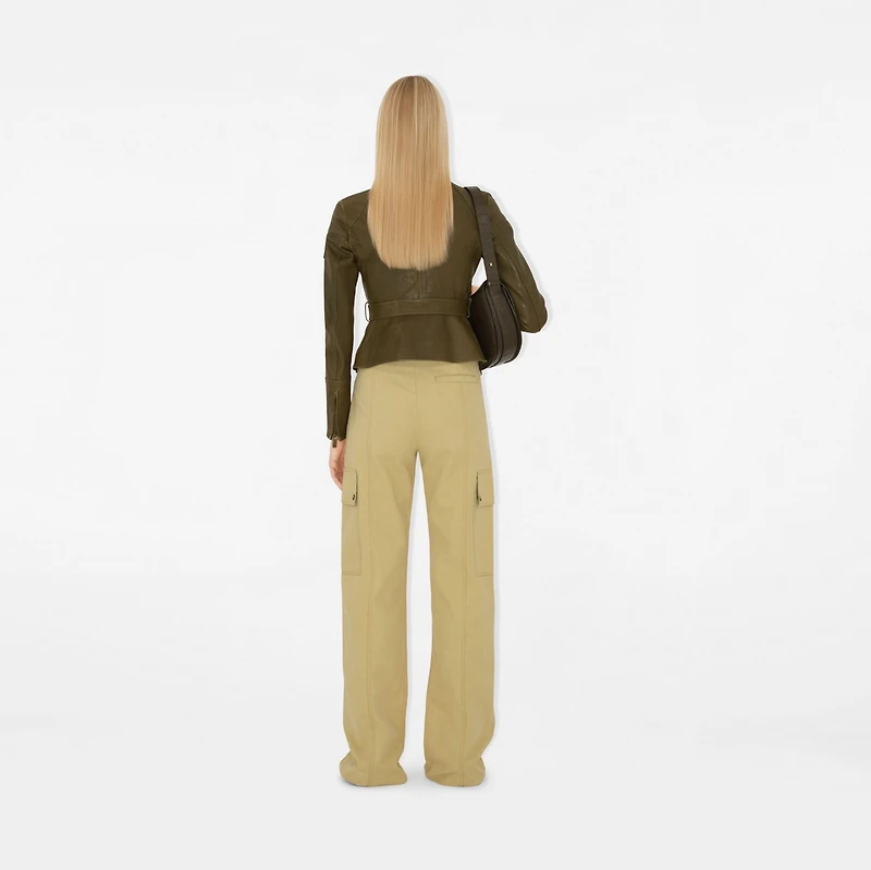 Cotton Linen Zip Trousers in Hay/artichoke - Women | Burberry® Official
