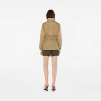 Short Checker-tape Nylon Parka in Flax - Women | Burberry® Official