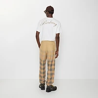 Gradient Check Cotton Jogging Pants in Sand beige - Men | Burberry® Official