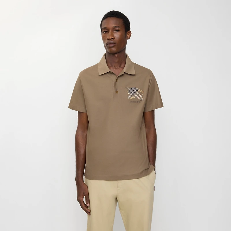 EKD Check Cotton Polo Shirt in Clay brown - Men | Burberry® Official