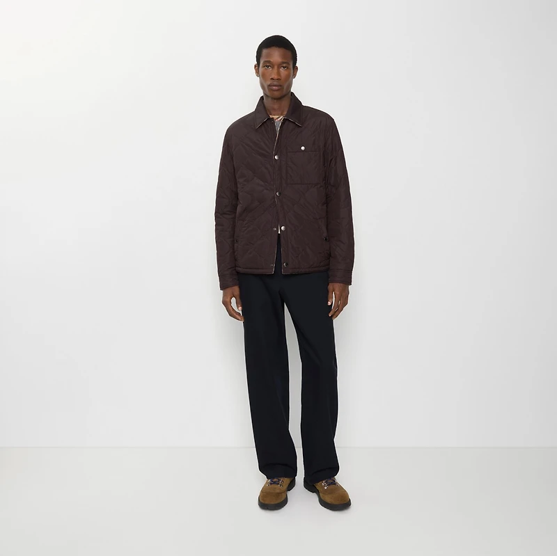 Reversible Quilted Nylon Overshirt in Clove brown - Men | Burberry® Official