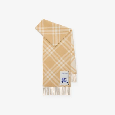 Check Cashmere Scarf in Sand beige | Burberry® Official
