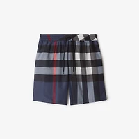 Check Swim Shorts in Carbon blue - Men, Nylon | Burberry® Official