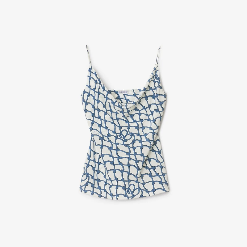 Knot Silk Top in Pool - Women | Burberry® Official