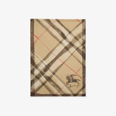 Wide Watercolour Check Silk Scarf in Sand beige | Burberry® Official