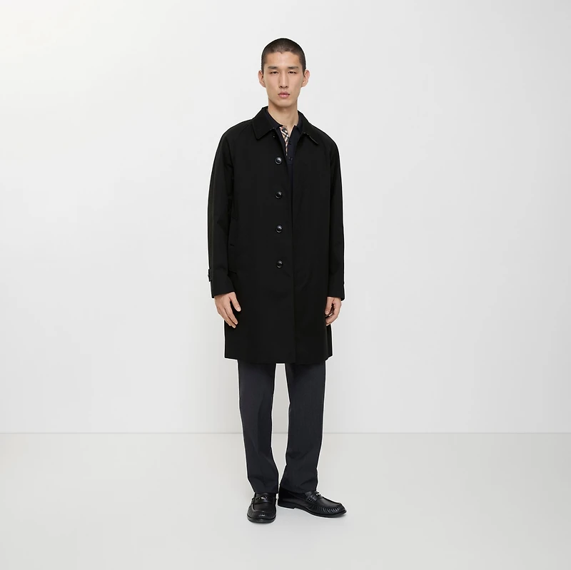 Mid-length Camden Heritage Car Coat in Black - Men, Cotton Gabardine | Burberry® Official