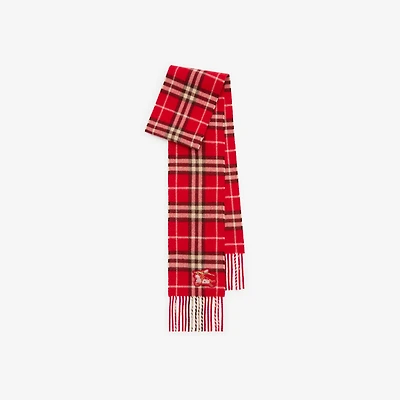 Narrow Check Cashmere Scarf in Crayon red | Burberry® Official