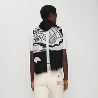 Wide EKD Wool Scarf in Black/calico | Burberry® Official