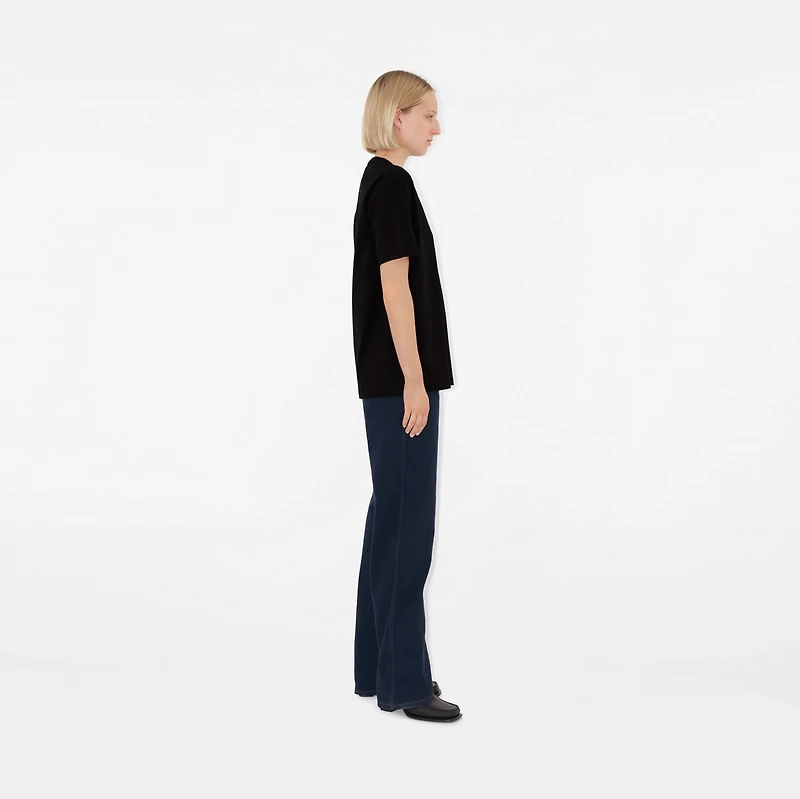 Check Pocket Cotton T-shirt in Black - Women | Burberry® Official