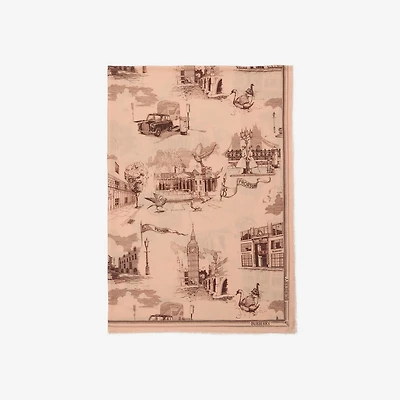 London Landmarks Wool Silk Scarf in Sepia | Burberry® Official