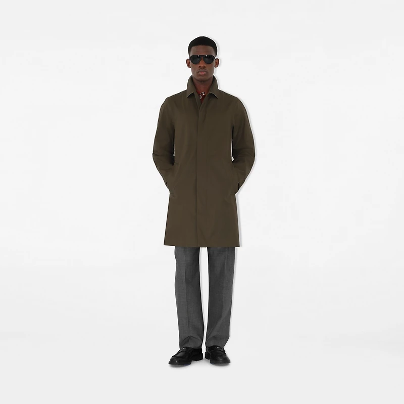 Mid-length Bonded Gabardine Car Coat in Juniper green - Men | Burberry® Official