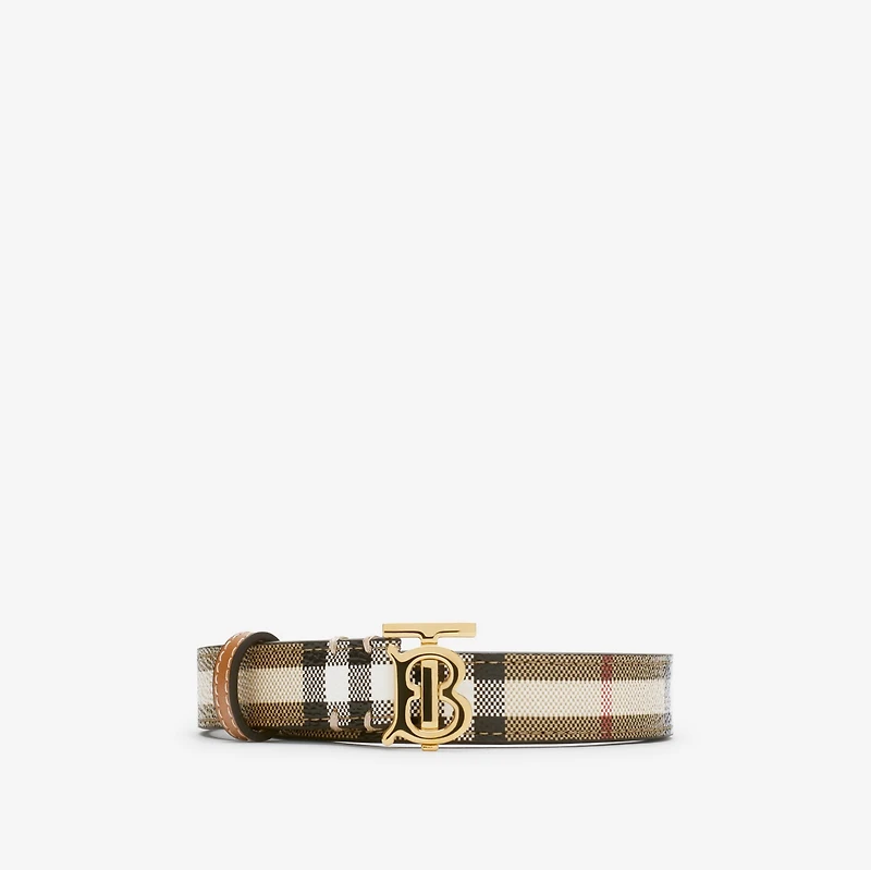 Thin Check TB Belt in Archive beige/light gold - Women | Burberry® Official