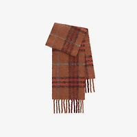 Check Alpaca Wool Blend Bouclé Scarf in Ginger brown | Burberry® Official