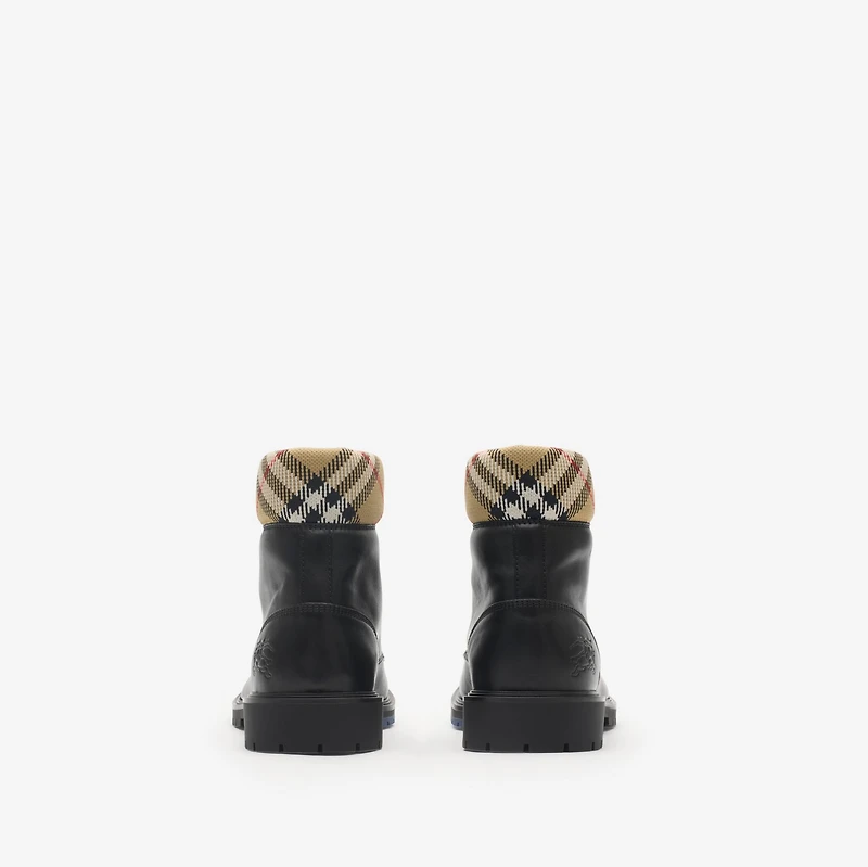 Leather Rogue Combat Boots in Black - Men | Burberry® Official