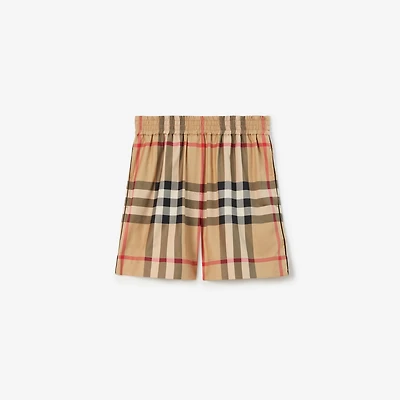 Check Cotton Shorts in Archive beige
