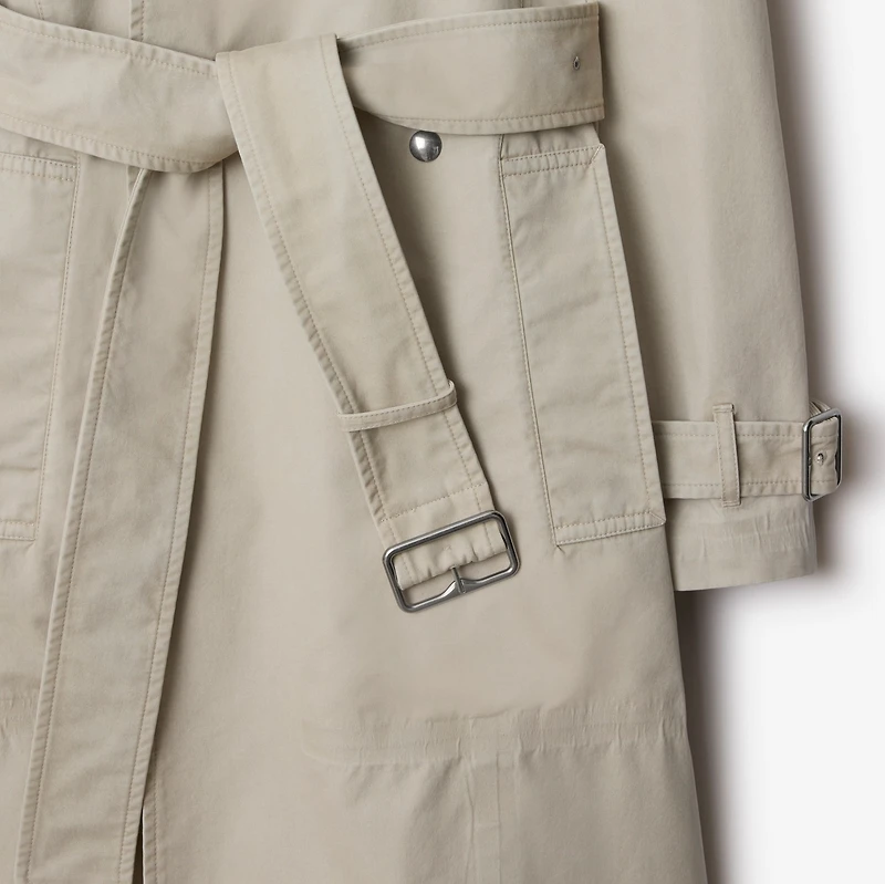 Long Cotton Trench Coat in Heron - Women, Nylon | Burberry® Official