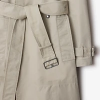 Long Cotton Trench Coat in Heron - Women, Nylon | Burberry® Official