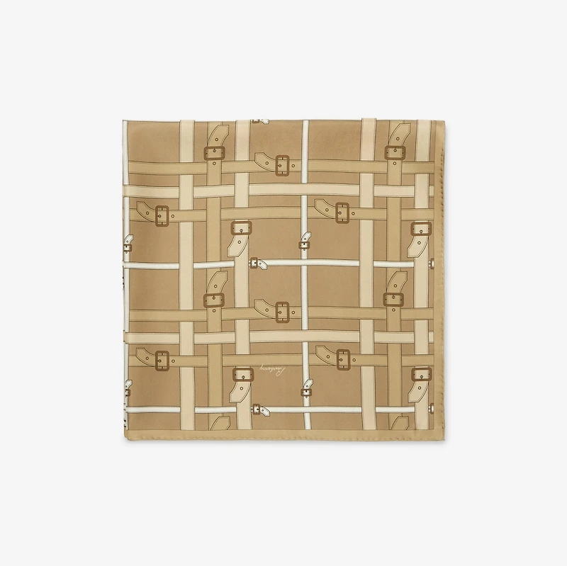 Belt Check Silk Scarf in Finch beige | Burberry® Official
