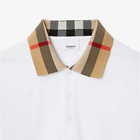 Check Collar Cotton Polo Shirt in White - Men | Burberry® Official