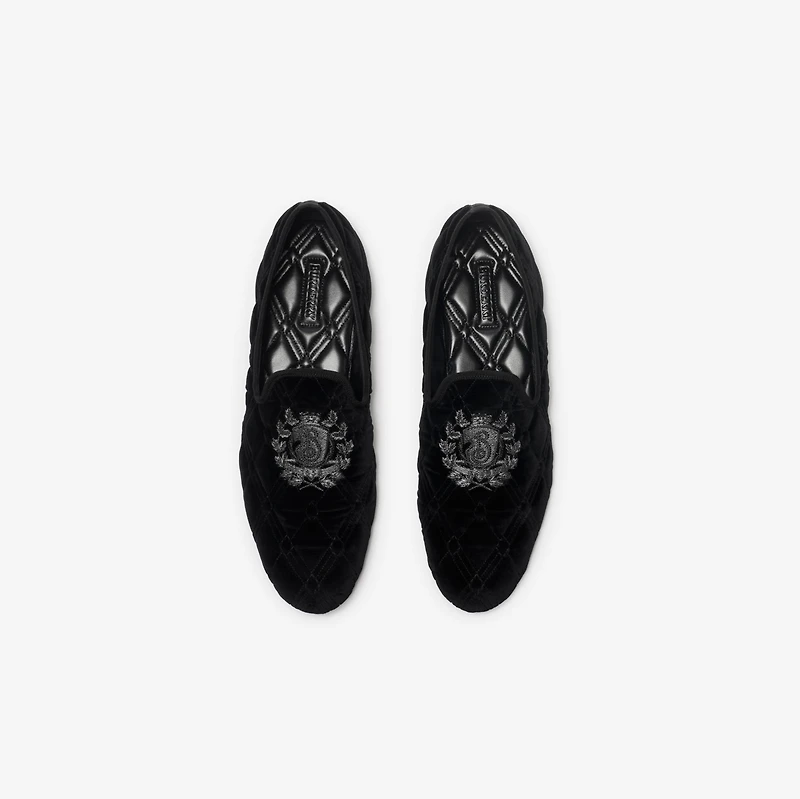 Quilted Velvet Estate Slippers in Black - Men | Burberry® Official