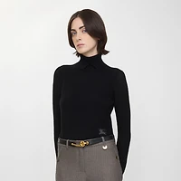 Thin Leather Bridle Belt in Black - Women | Burberry® Official