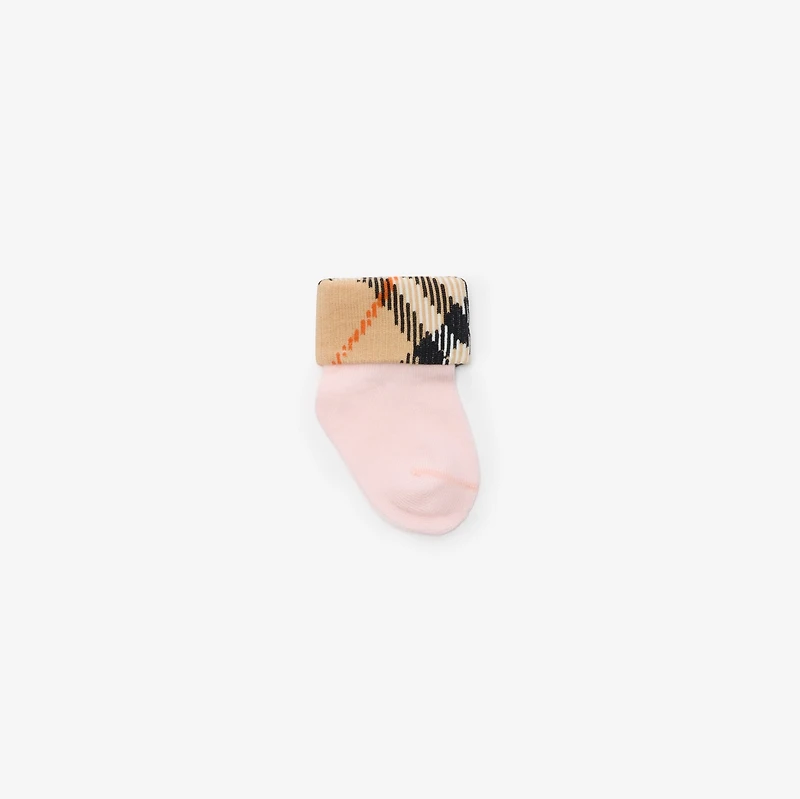 Two-piece Cotton Blend Socks Set in Ice pink/sand beige - Children | Burberry® Official