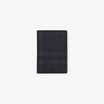 City Check Folding Card Case in Navy - Men, Technical, Cotton | Burberry® Official