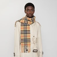 Narrow Check Cashmere Scarf in Sand | Burberry® Official