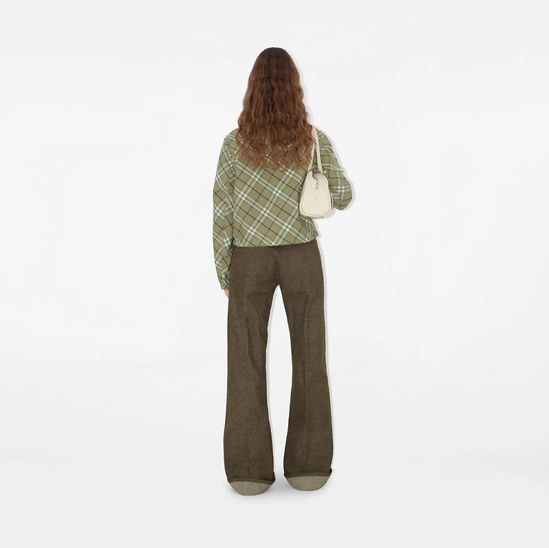 Cropped Reversible Check Hooded Jacket in Skylark - Women, Nylon | Burberry® Official
