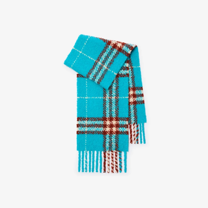 Check Alpaca Wool Blend Bouclé Scarf in Atom blue | Burberry® Official