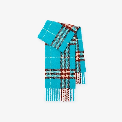 Check Alpaca Wool Blend Bouclé Scarf in Atom blue | Burberry® Official