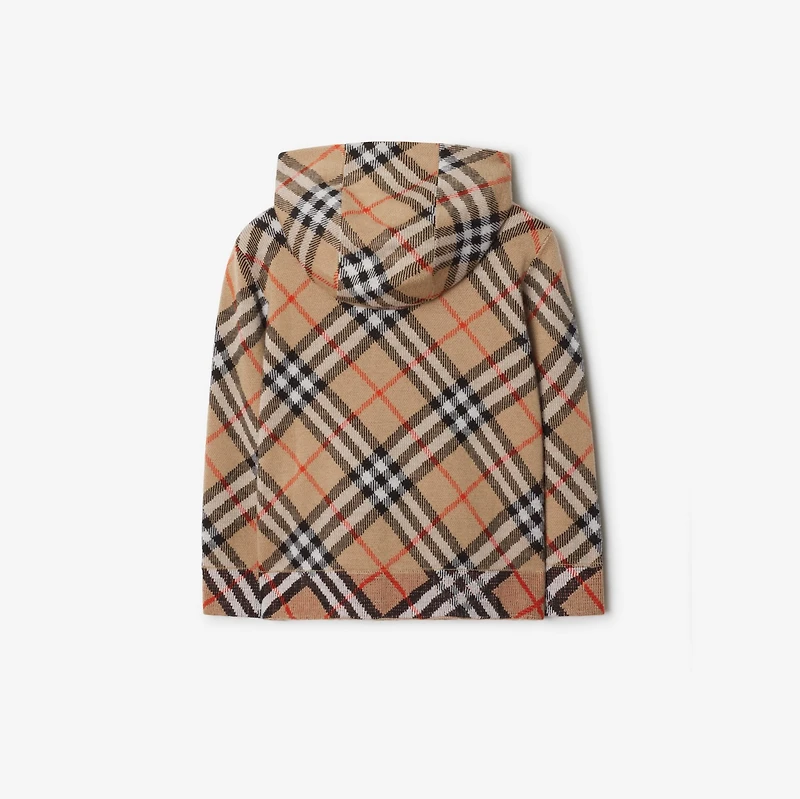 Check Wool Zip Hoodie in Sand | Burberry® Official