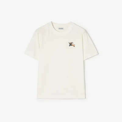 EKD Check Cotton T-shirt in Chalk white - Women | Burberry® Official