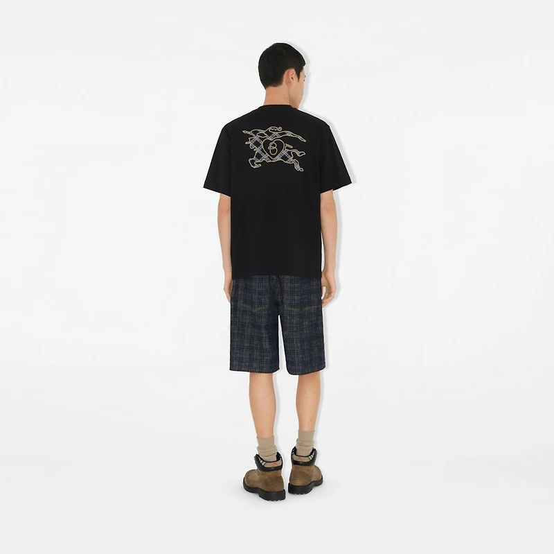 Check EKD Cotton T-shirt in Black - Men | Burberry® Official