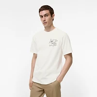 Feather Print Cotton T-shirt in Chalk white - Men | Burberry® Official