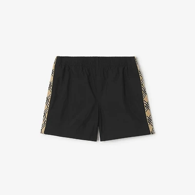 Check Trim Swim Shorts in Black | Burberry® Official