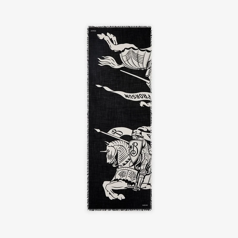 Wide EKD Wool Scarf in Black/calico | Burberry® Official