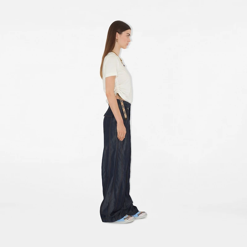 Panelled Denim Trousers in Indigo - Women | Burberry® Official