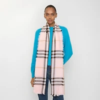 Reversible Check Wool Silk Scarf in Bow pink/pebble white | Burberry® Official