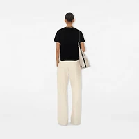 Check Trim Cotton T-shirt in Black - Women | Burberry® Official
