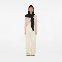 Wide Check Wool Silk Scarf in Black | Burberry® Official
