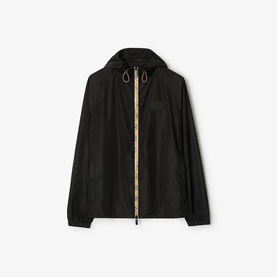 Checker-tape Nylon Hooded Jacket in Black - Men | Burberry® Official