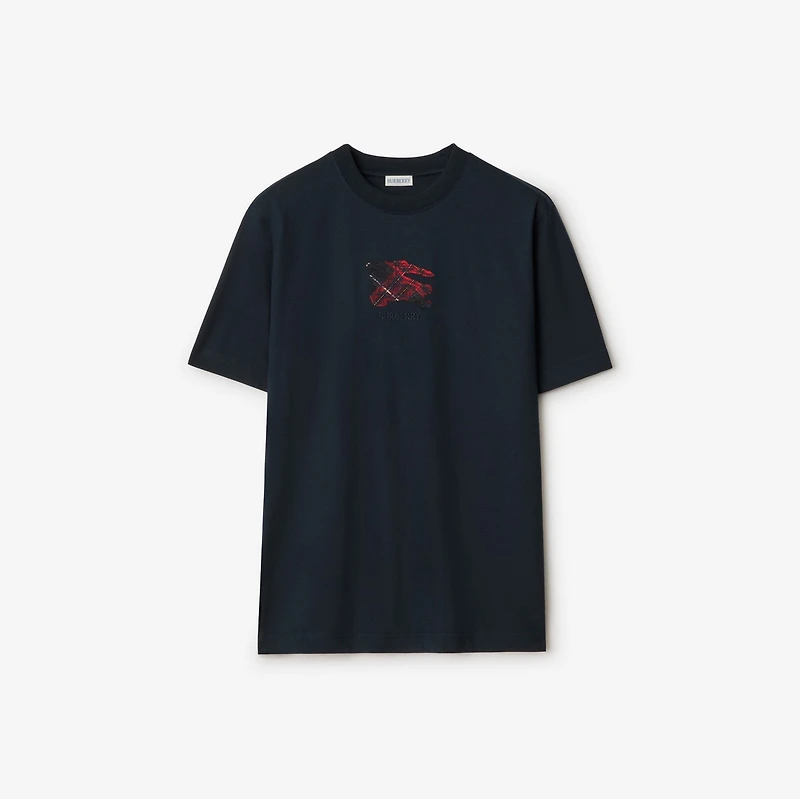 EKD Check Cotton T-shirt in Navy - Men | Burberry® Official